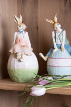 Beeld Konijn 31 cm Bruin Blauw Polyresin Paasdecoratie