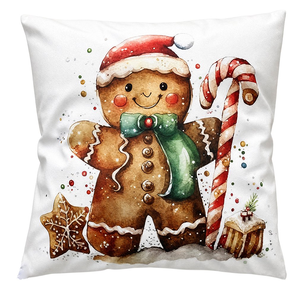 Sierkussen 45x45 cm Wit Polyester Gingerbread man