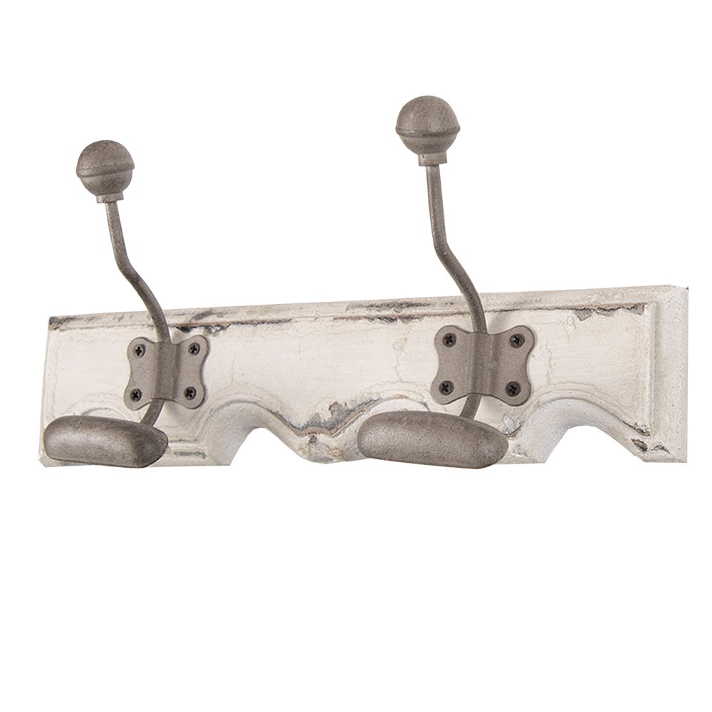 Wandkapstok 2 Haken 23x6x10 cm Wit Hout