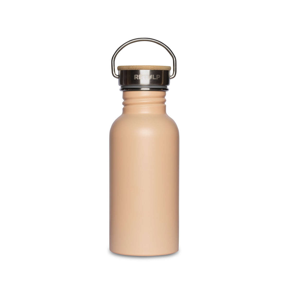 RVS drinkfles bamboe dop 500 ml steel Pink