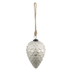 Kerstbal Ø 10 cm Zilverkleurig Wit Glas Kerstdecoratie