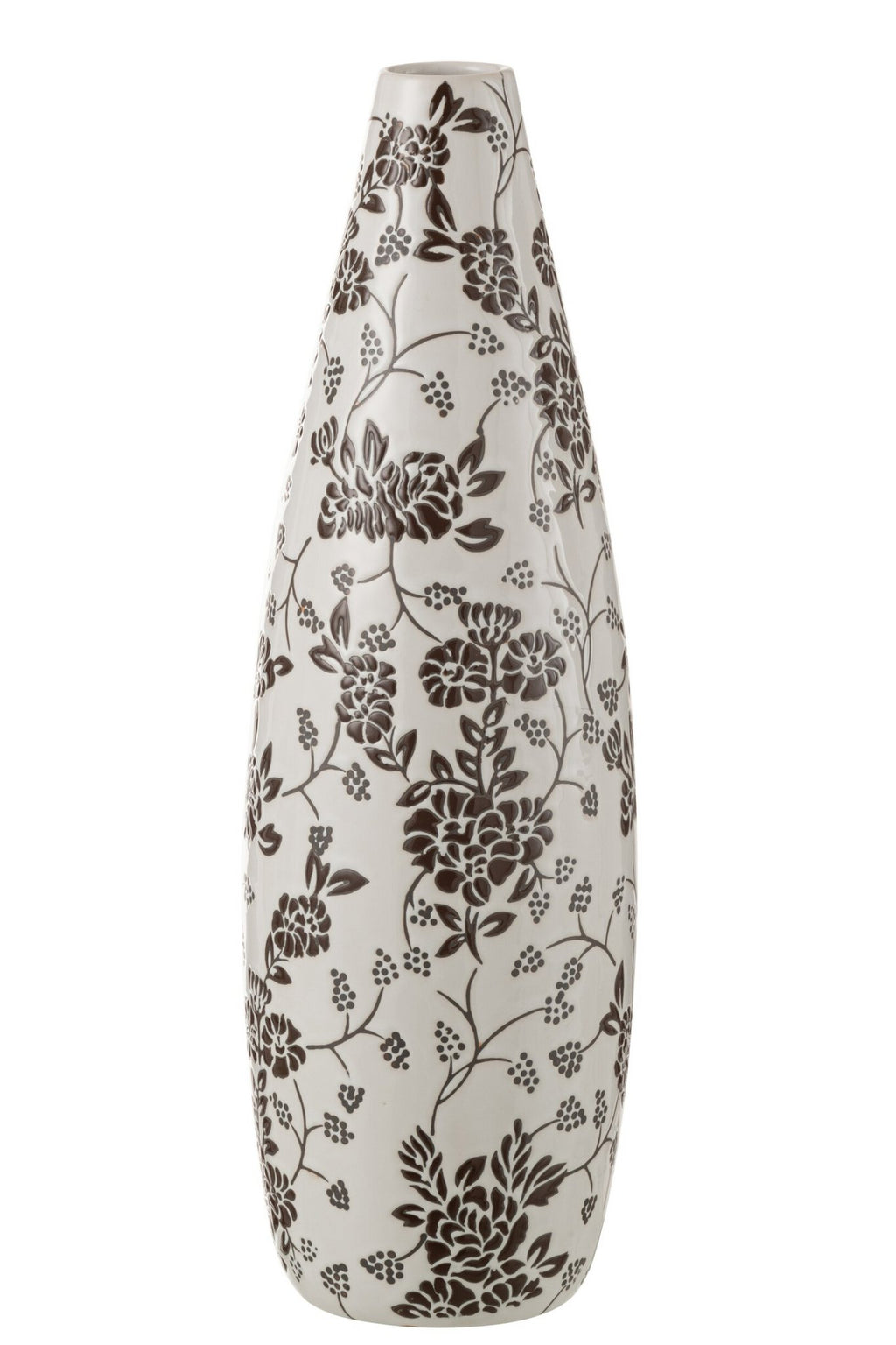 J-Line vaas Zen - porselein - wit/zwart - 53 cm hoog
