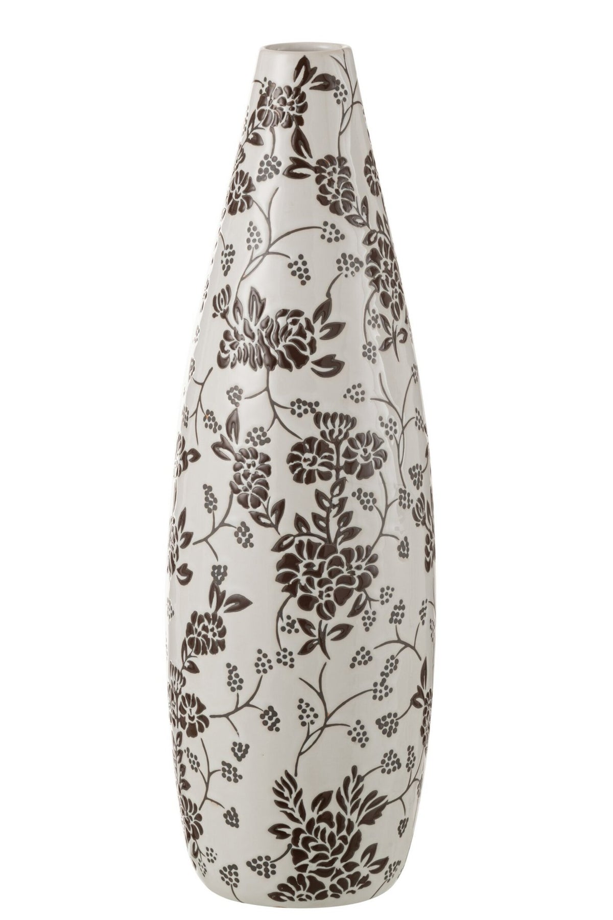 J-Line vaas Zen - porselein - wit/zwart - 53 cm hoog