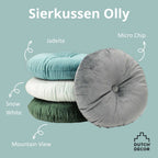 Dutch Decor Olly - Kussen Ø38 cm - Rond fluweel - Jadeiet - Groen