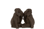 J-Line figuur Koppel Olifant - polyresin - donkerbruin - large