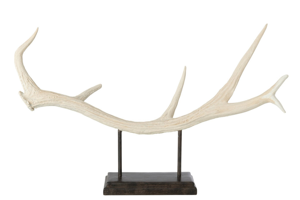 J-Line Gewei op voet - polyresin - beige