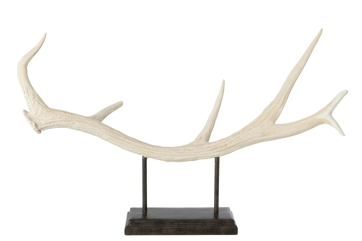 J-Line Gewei op voet - polyresin - beige