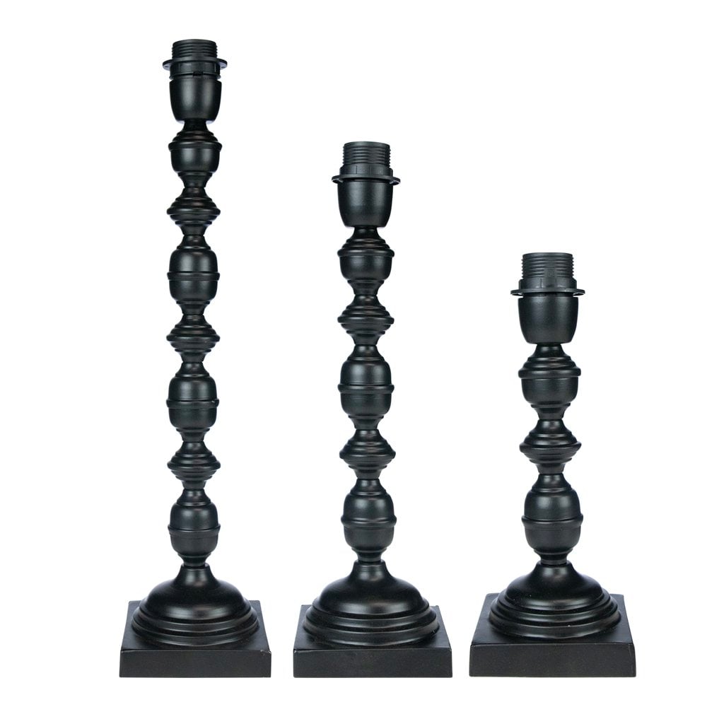 Lampvoet ornament zwart 12x12x40cm