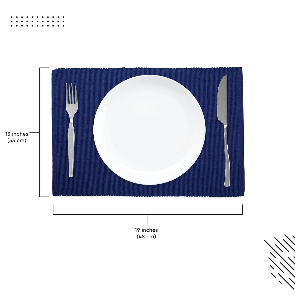 Eetplacemats – Geribbeld katoen – 48x32 cm, set van 6