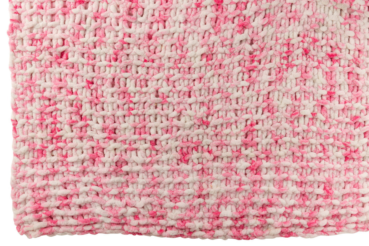 J-Line deken Gebreid - polyresin - roze/wit