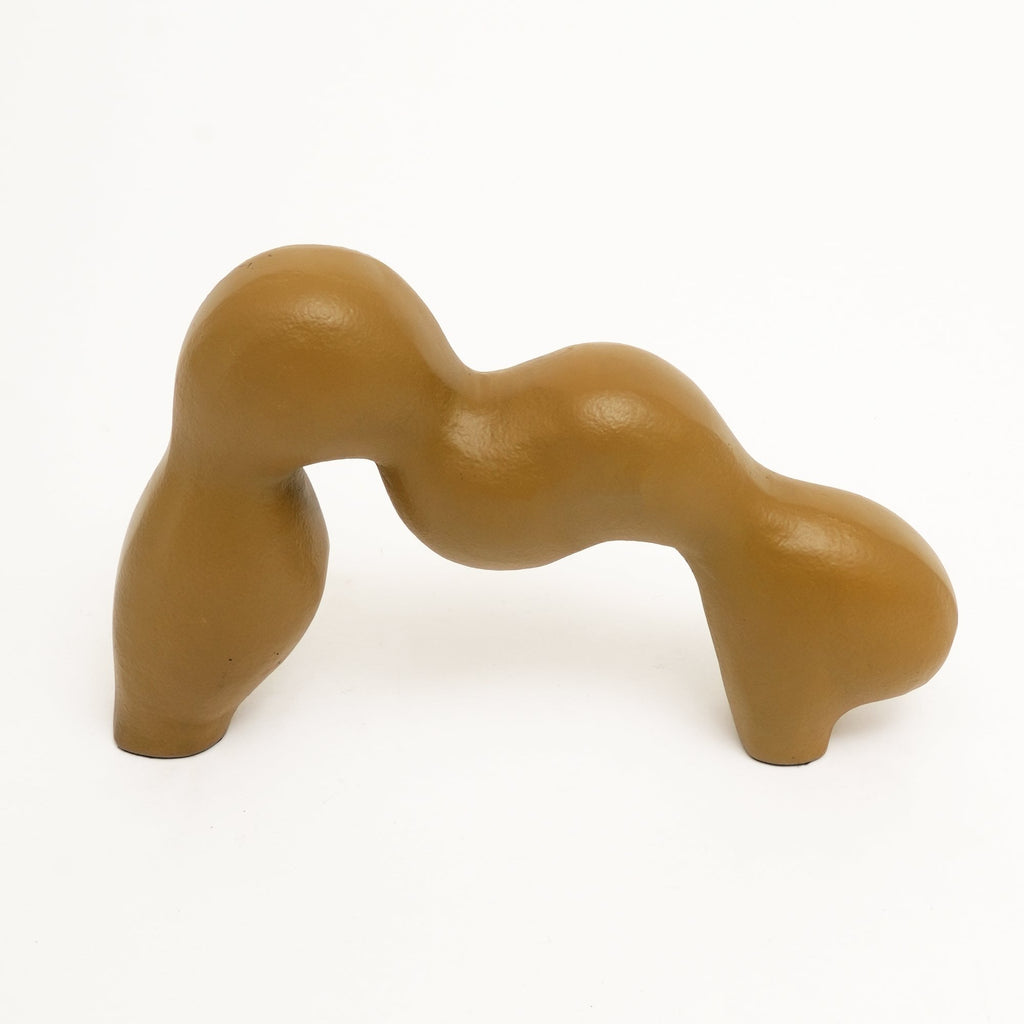 Abstract aluminium tafelbeeld – Mosterdgeel