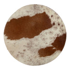 Placemat koehuid rond bruin/wit Ø38cm