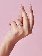 Verstelbare vingerring – verguld, steendetail