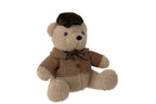 J-Line Deurstopper beer met ruitmotief - polyester - beige/bruin