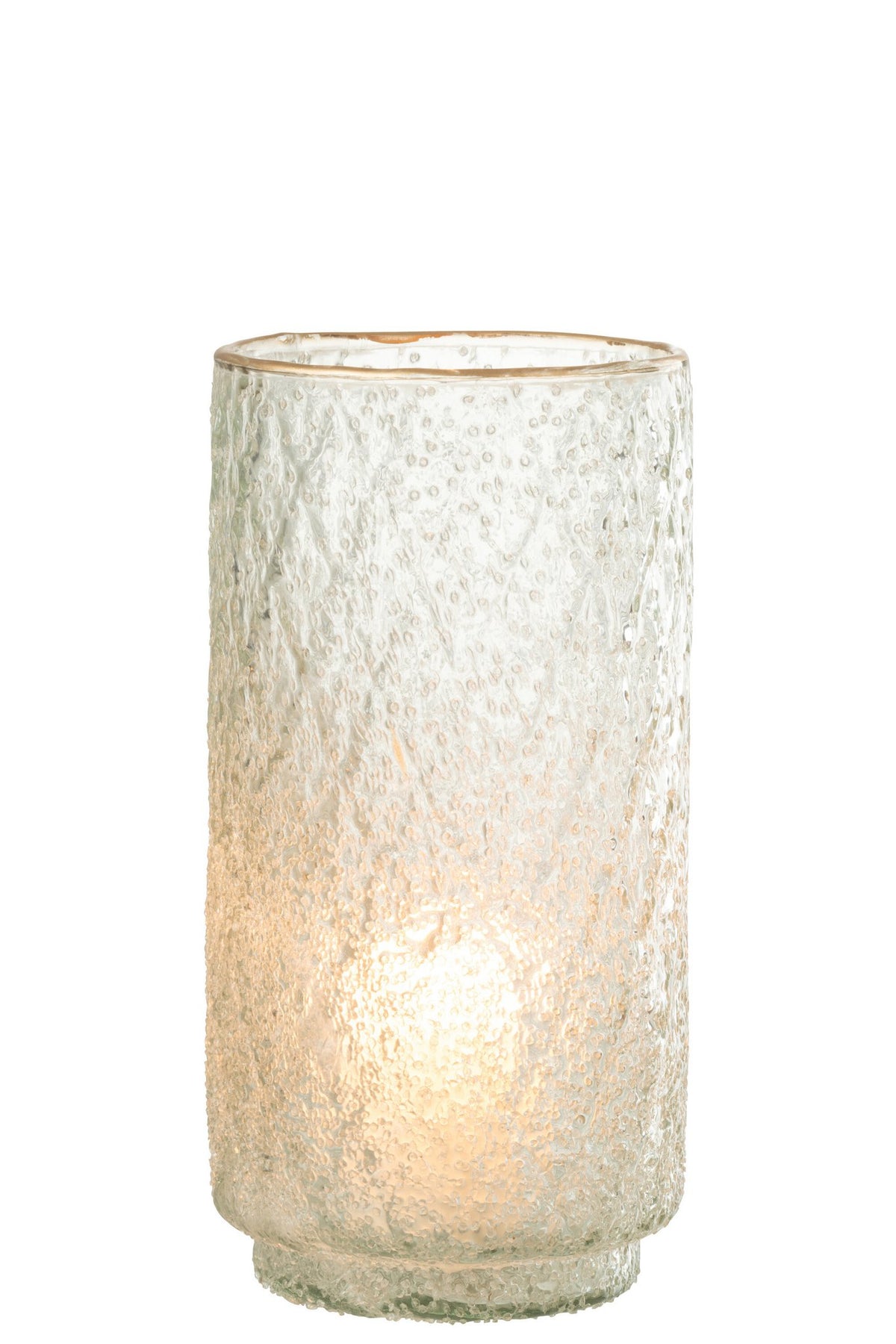 J-Line windlicht Rand - glas - goud/transparant - large