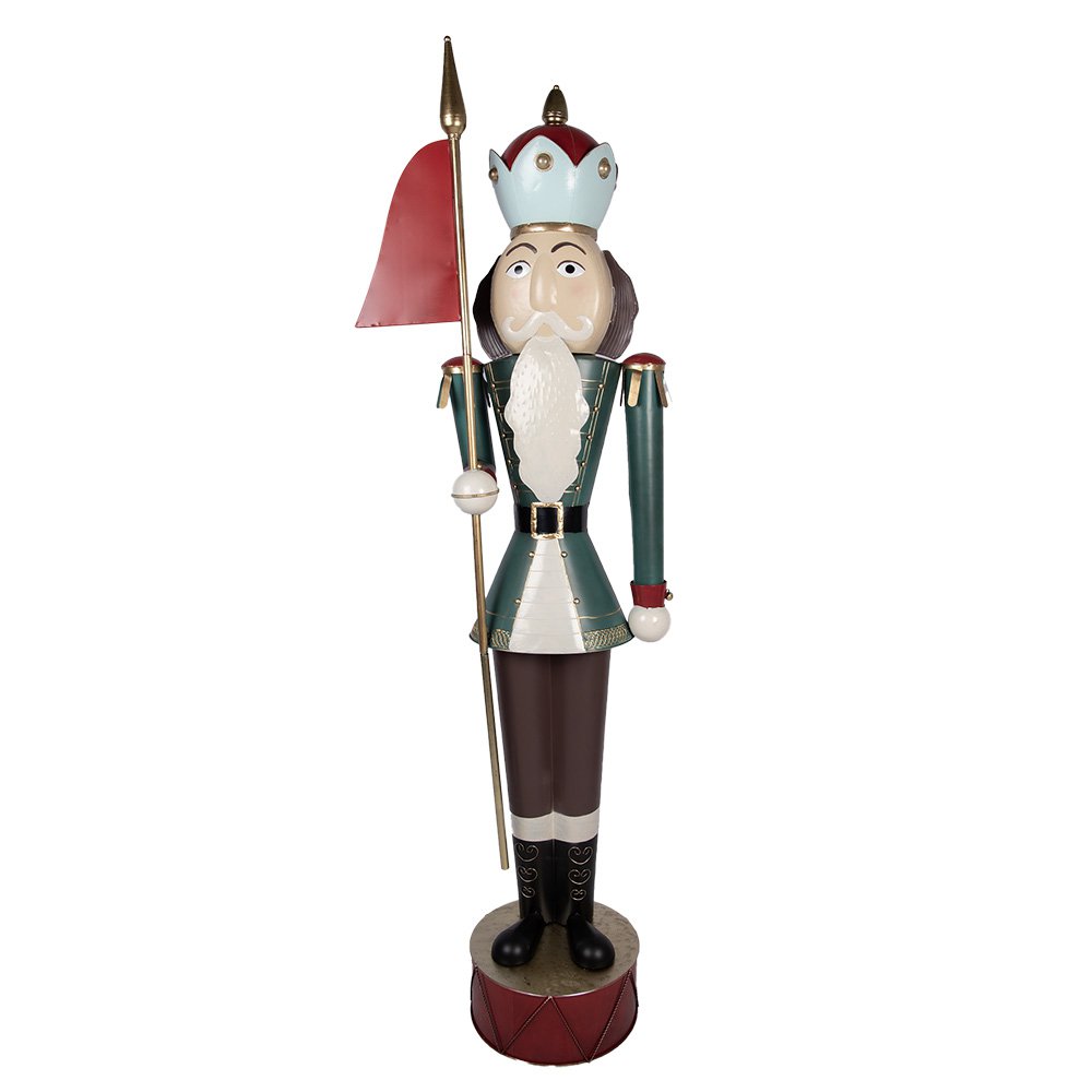 Kerstdecoratie Beeld Notenkraker 67x41x210 cm Groen Rood Metaal