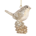 Kersthanger Vogel 6 cm Beige Kunststof