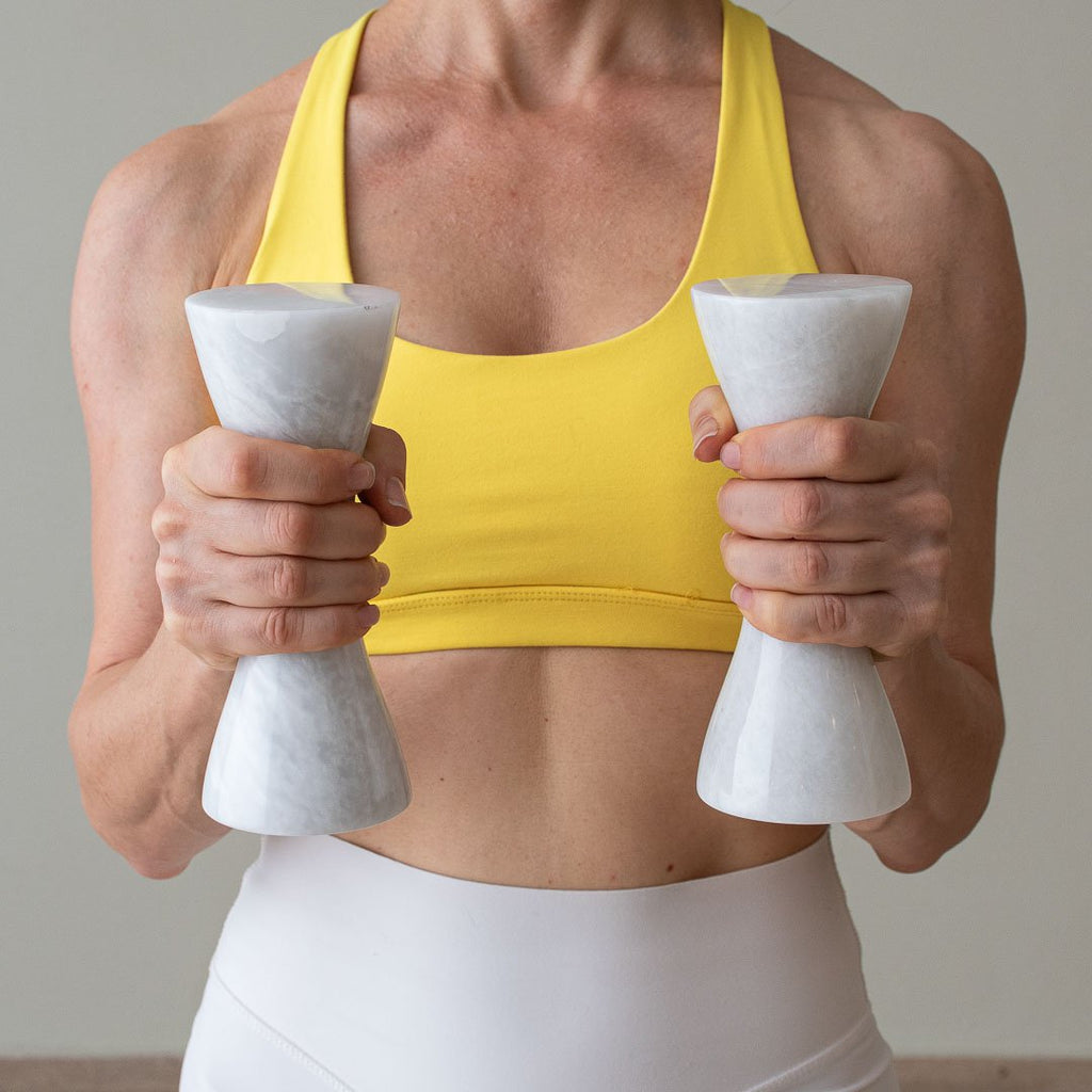 Fitnesshalters wit marmer 1 kg