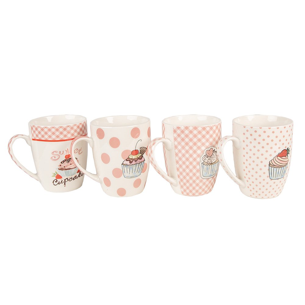 Mok Set van 4 300 ml Roze Porselein