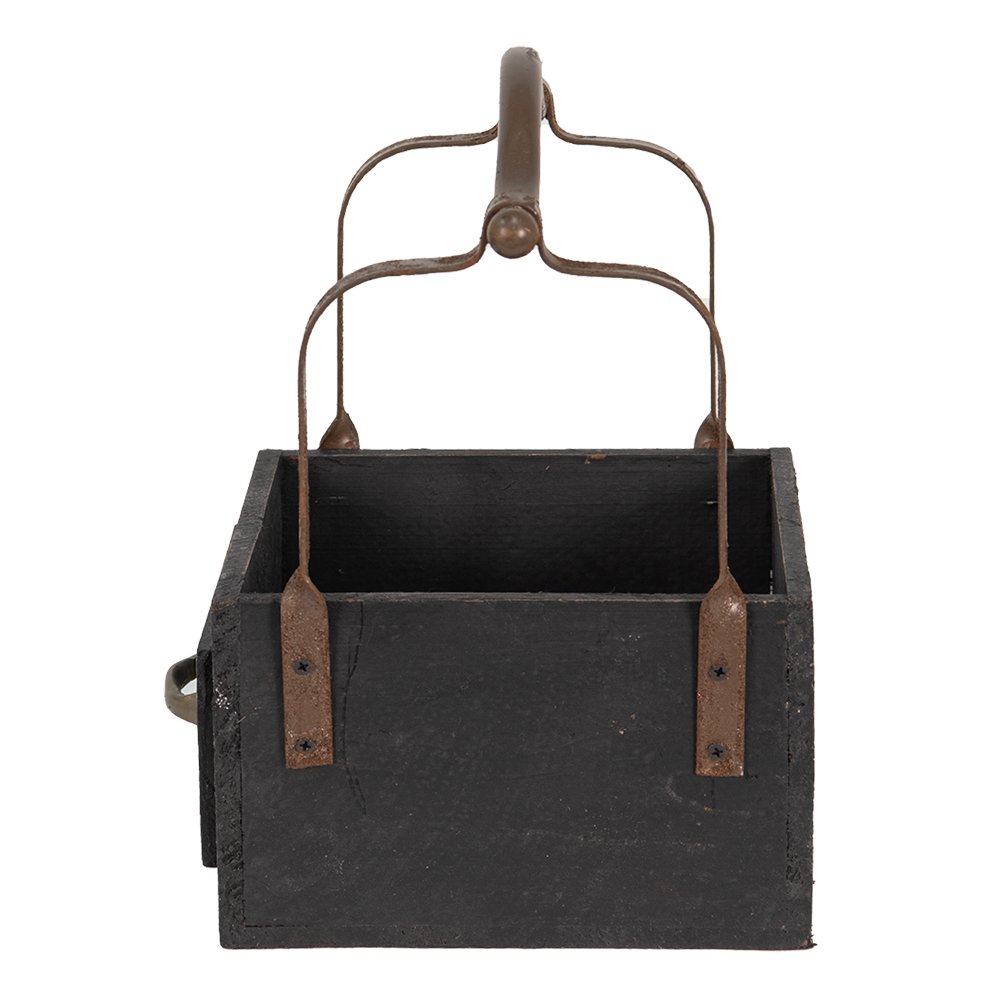 Mand 24x19x28 cm Zwart Hout Bakje