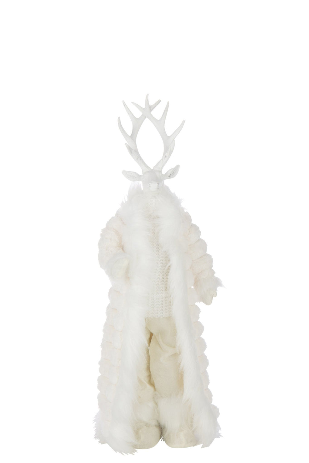 J-Line figuur Hert Mantel - polyresin - wit - S