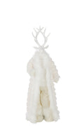 J-Line figuur Hert Mantel - polyresin - wit - S
