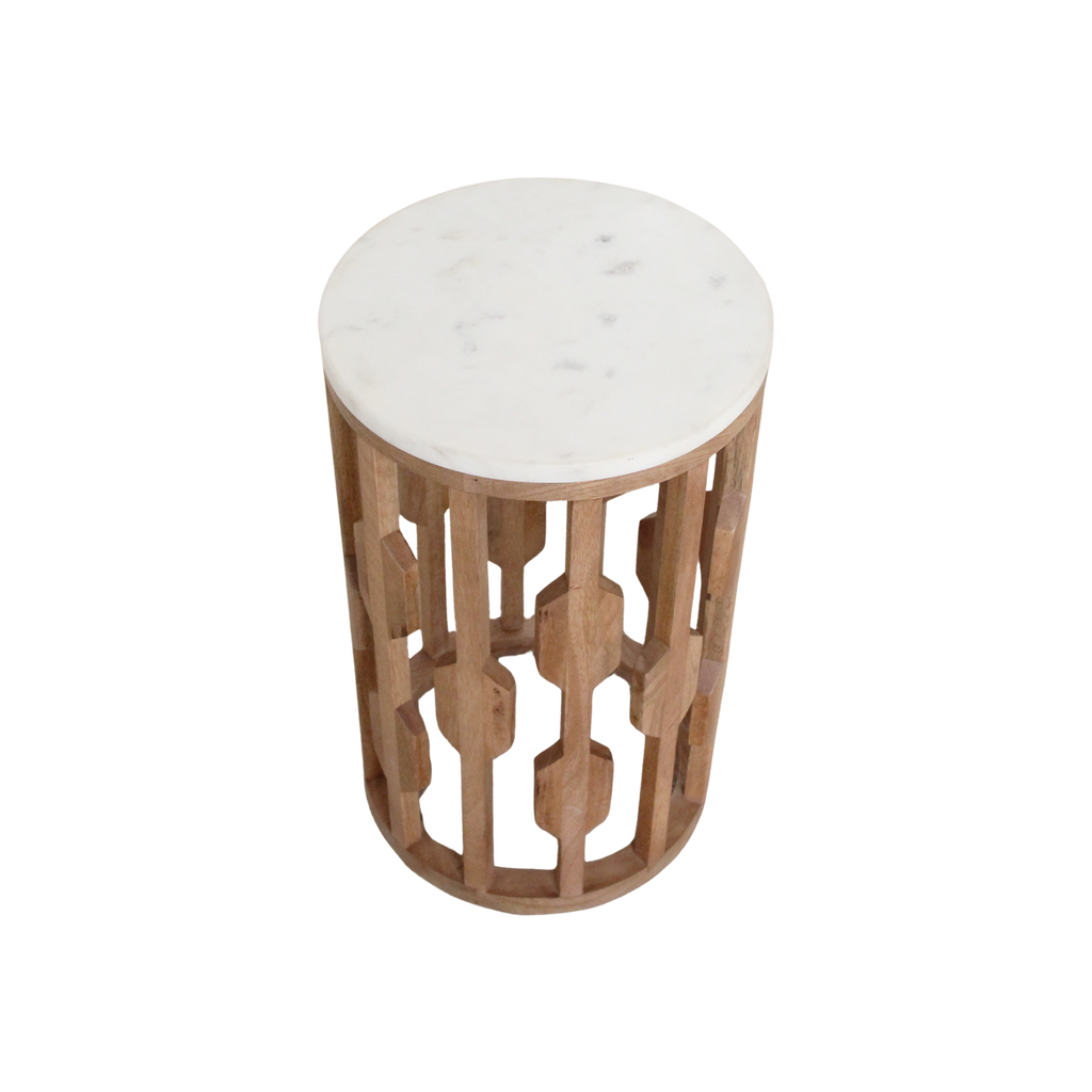 Atjeh bijzettafel marmer wit - 40x40x50 cm