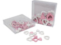 Houten strooihartjes 24/48st wit-rose
