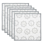 Servetten Katoen Set van 6 40x40 cm Wit Grijs Katoen Kat