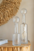 J-Line decoratie Fles Reliëf - glas - transparant - L