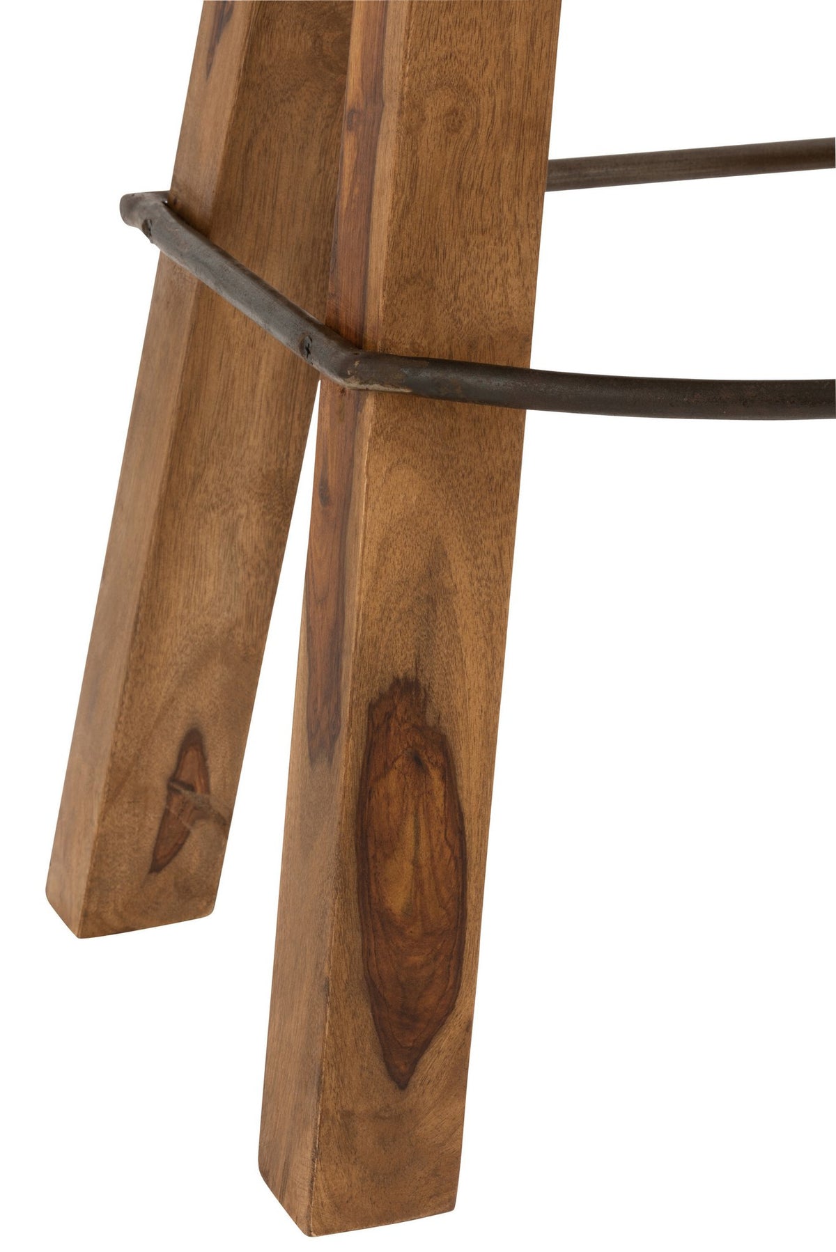 J-Line Kruk Gym Leder/Mango Hout Camel/Naturel