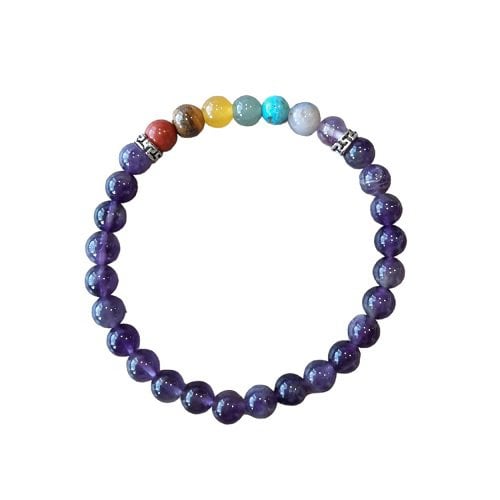 Dames armband Amethist met 7 Chakra kralen