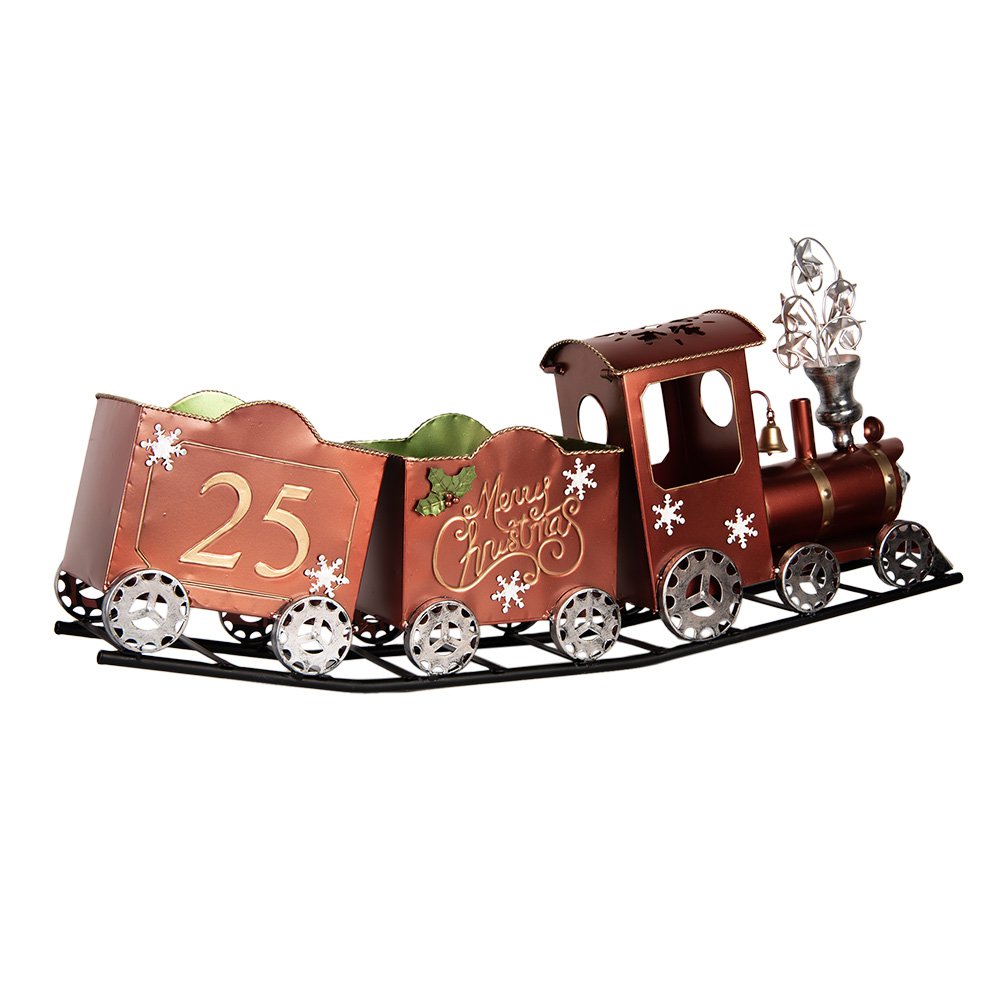 Kerstdecoratie Beeld Trein 79x15x37 cm Rood Metaal