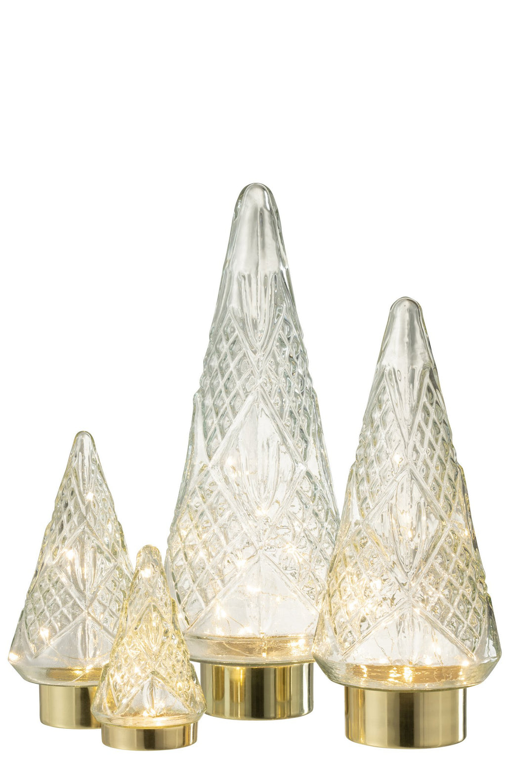 J-Line decoratie Kerstboom - glas - transparant - large - LED lichtjes