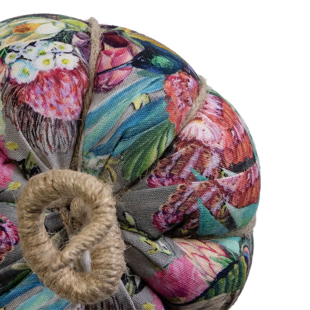 Handgemaakt decoratie fleury pompoen pauw bont small