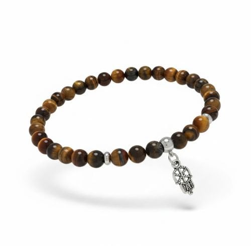 Dames armband Tijgeroog 6 mm met dromenvanger bedel