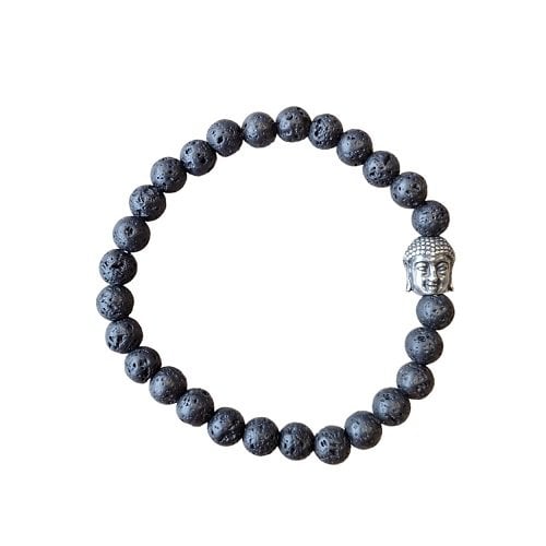 Dames armband Lava 6 mm met Boeddha kraal