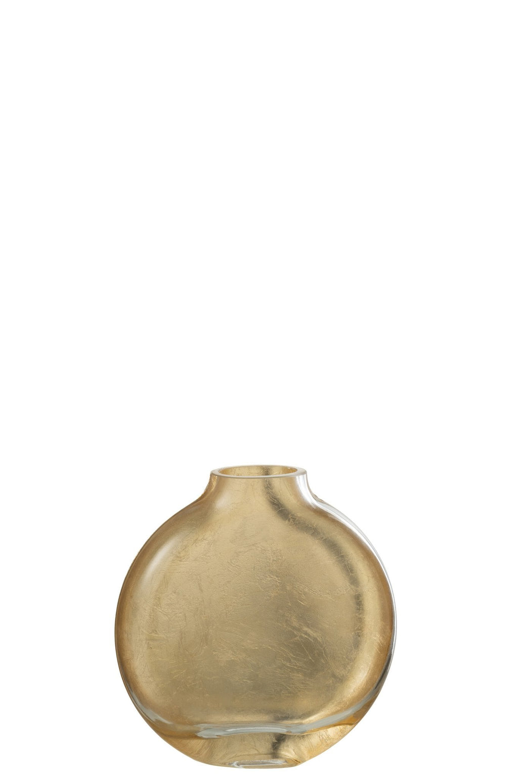 J-Line vaas Miki - glas - transparant/goud - small - Ø 15 cm