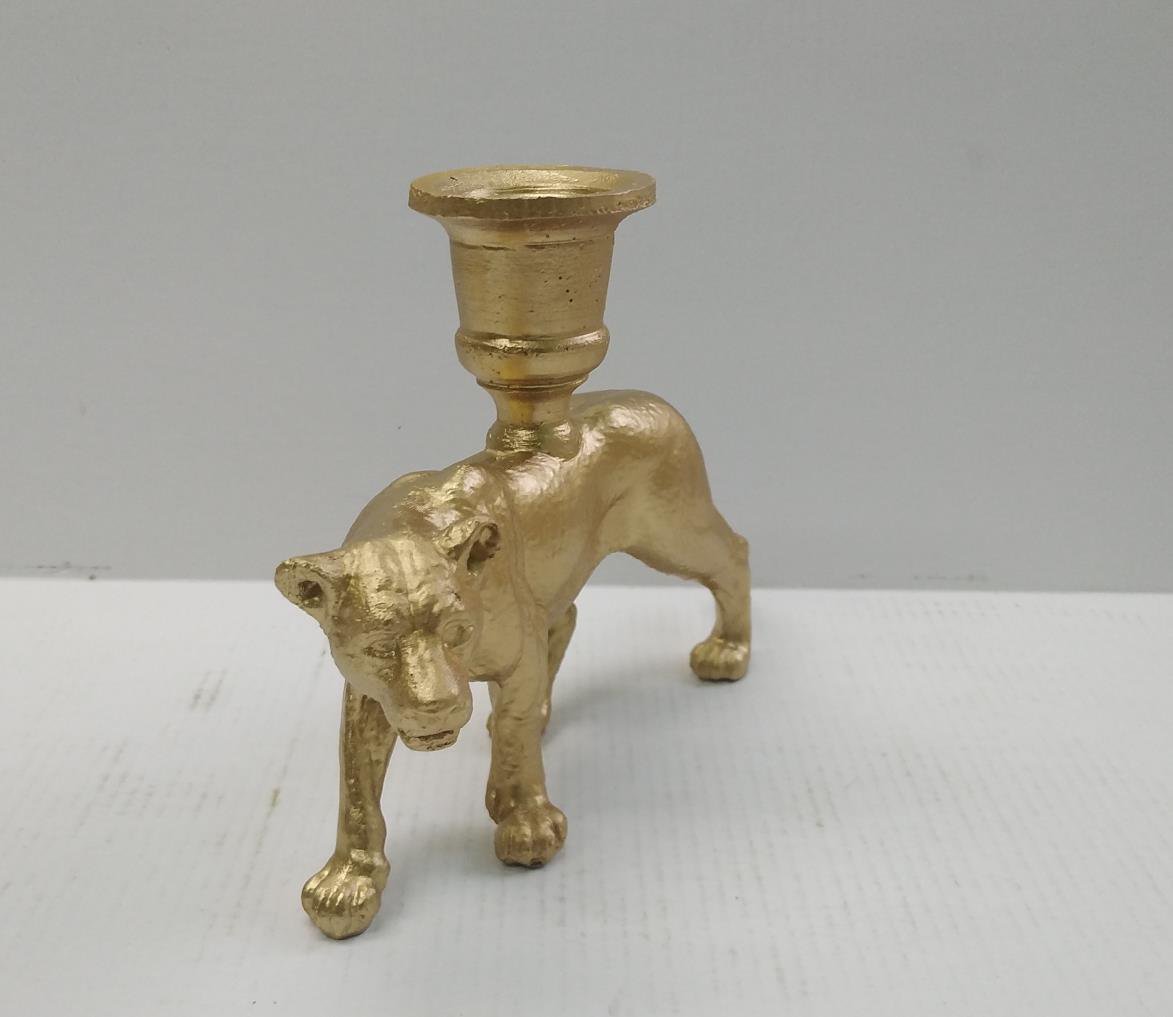 Polyresin kandelaar tijger goud