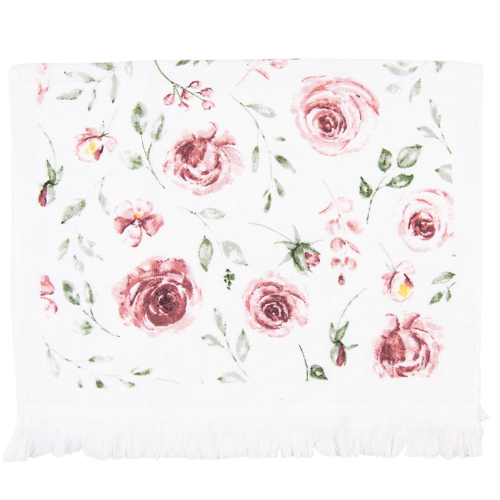 GASTENDEoekje 40x66 cm Roze wit Katoen Rozen toilet Handdoek
