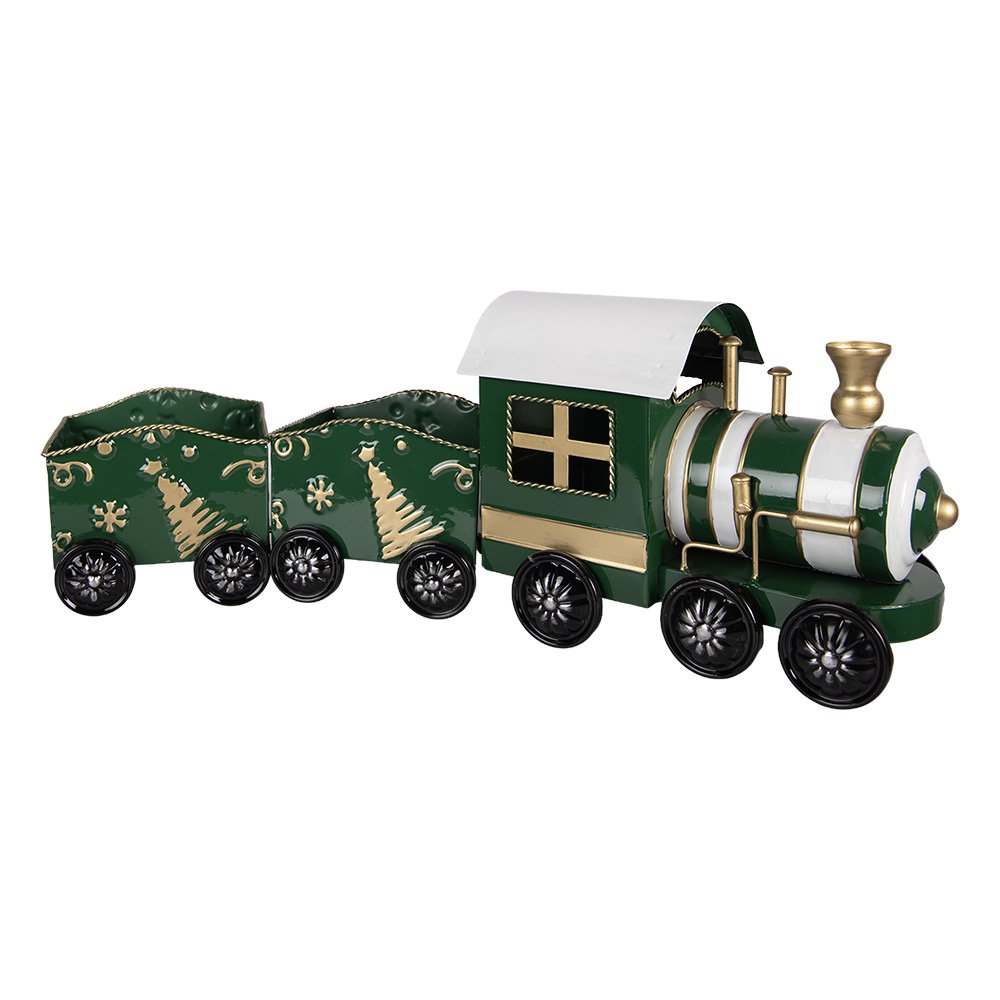 Kerstdecoratie Beeld Trein 60x14x20 cm Groen Metaal