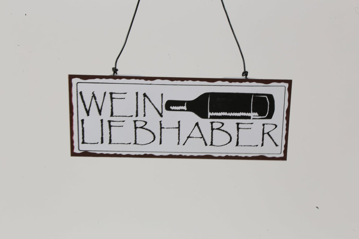 Metalen hanger wijnliefhebber 4st 15x6cm zwart