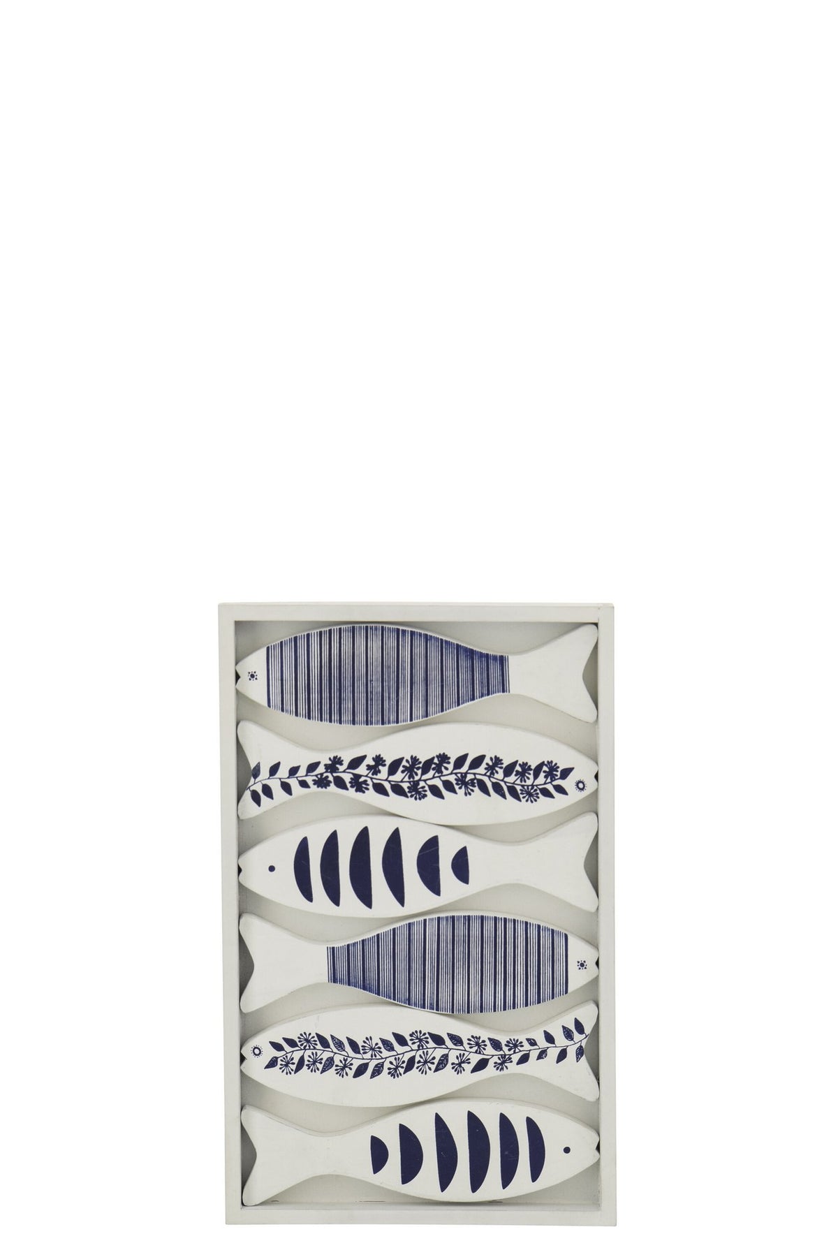J-Line wanddecoratie Vis Motieven - hout - blauw/wit