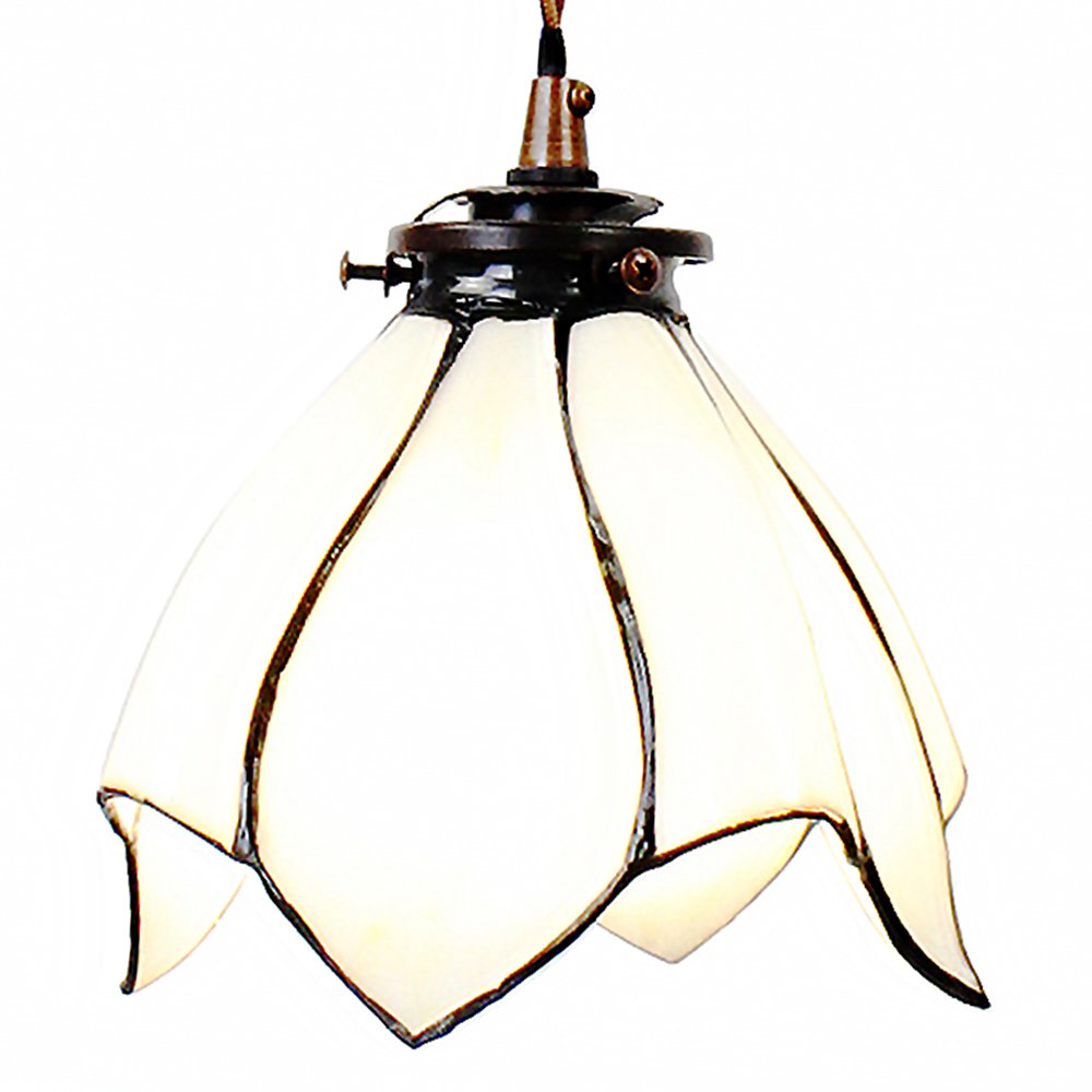 Hanglamp Tiffany Ø 18x115 cm wit Bruin Glas Hanglamp Eettafel