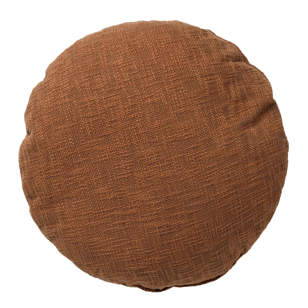 Dutch Decor Abey - Kussen 50 cm - Rond - Katoen - Tabaksbruin - Bruin