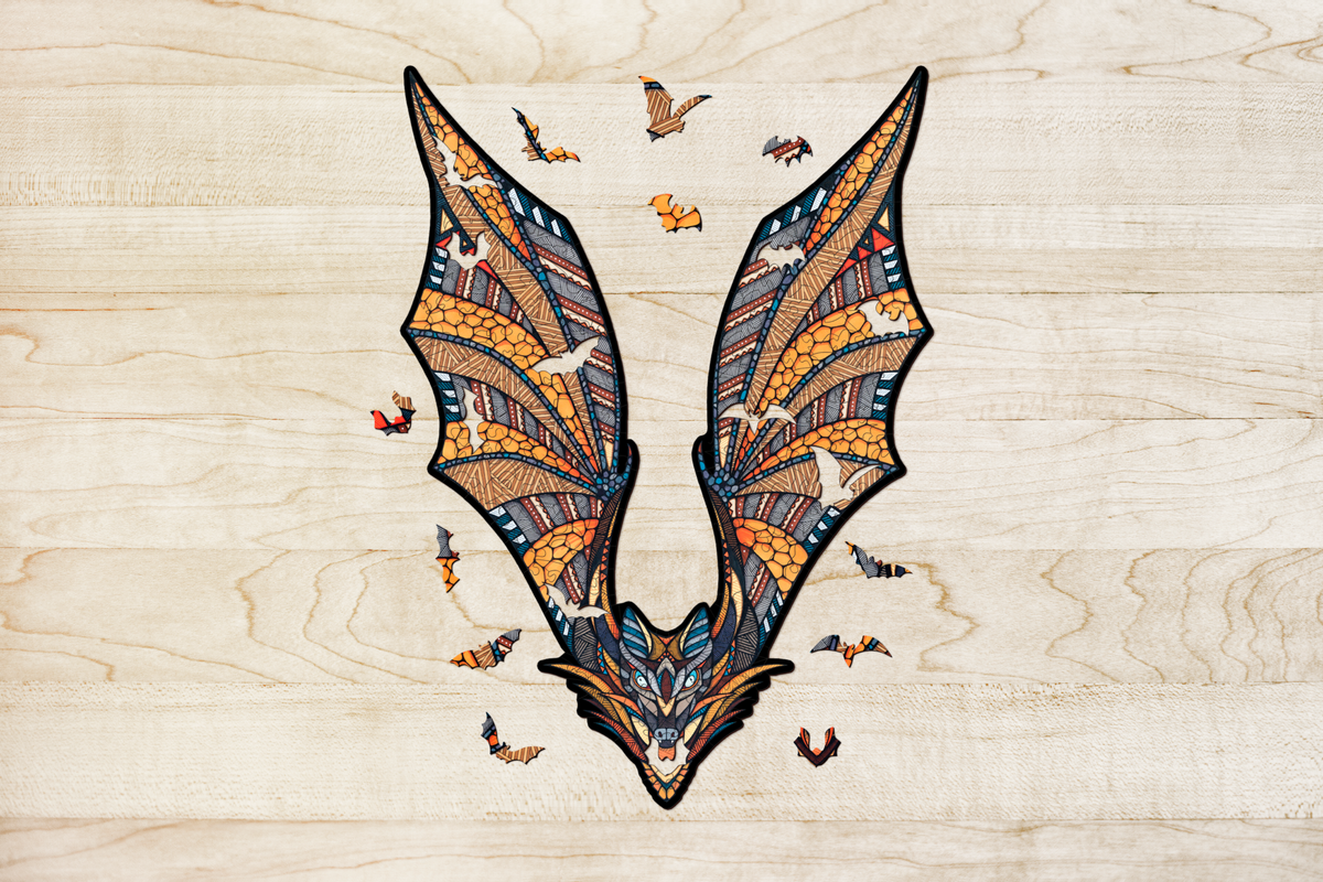 Eco Wood Art (EWA) Houten Legpuzzel Vleermuis/ Bat, 2482, 39x28x0,5cm Kartonbox