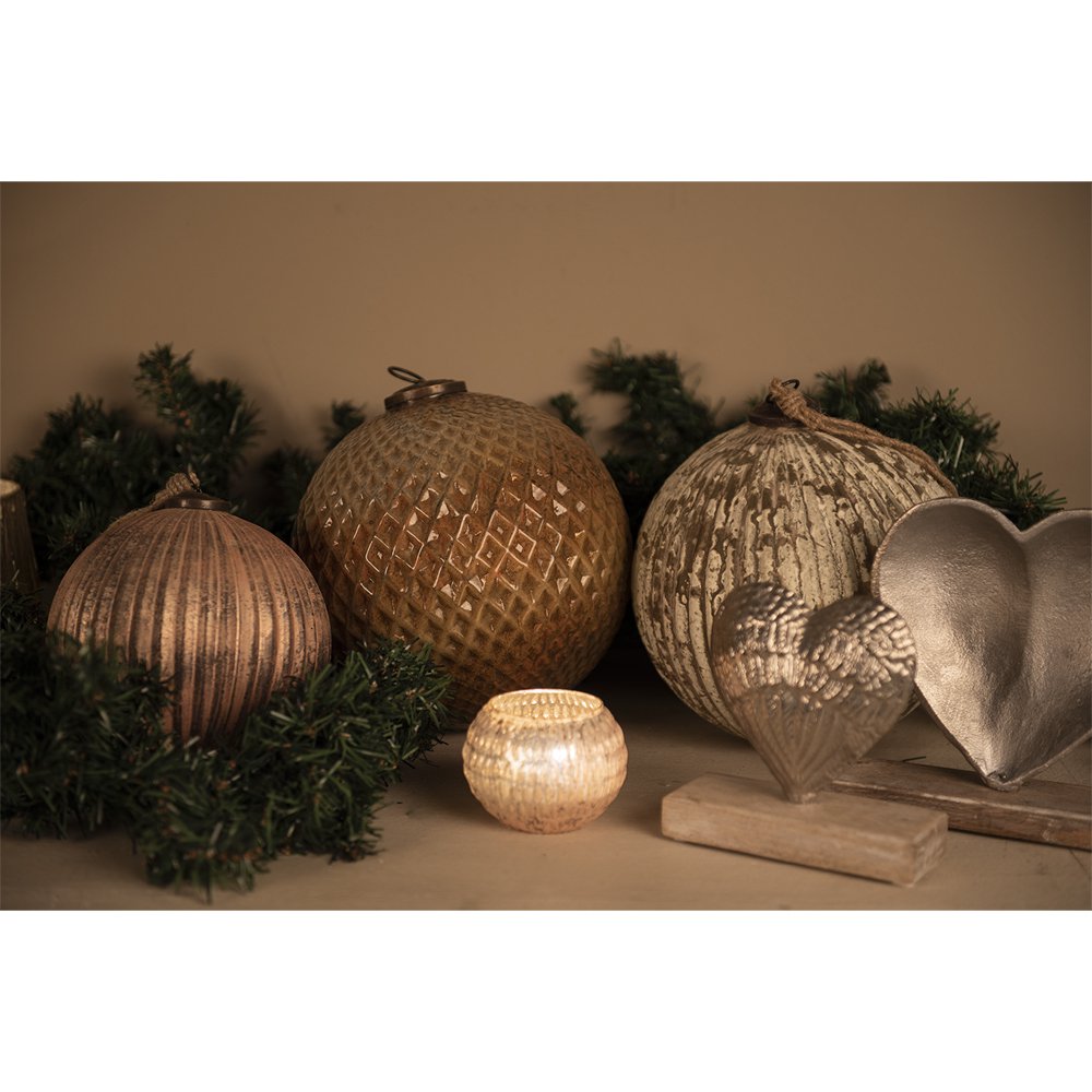 Kerstbal Ø 20 cm Beige Glas Kerstdecoratie