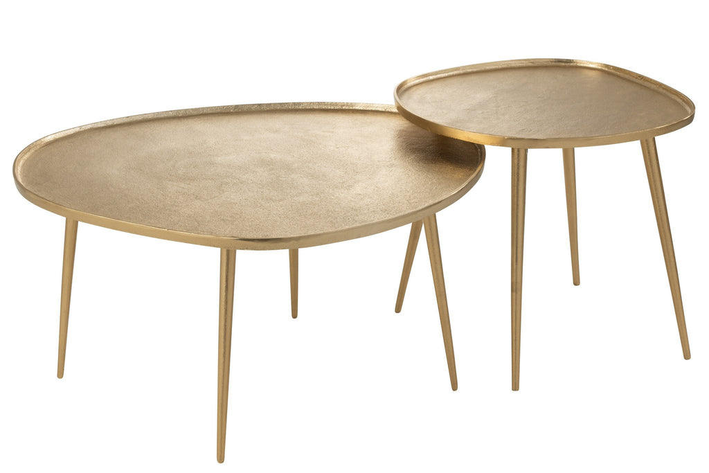 J-Line bijzettafel Vinta - aluminium - goud - set van 2