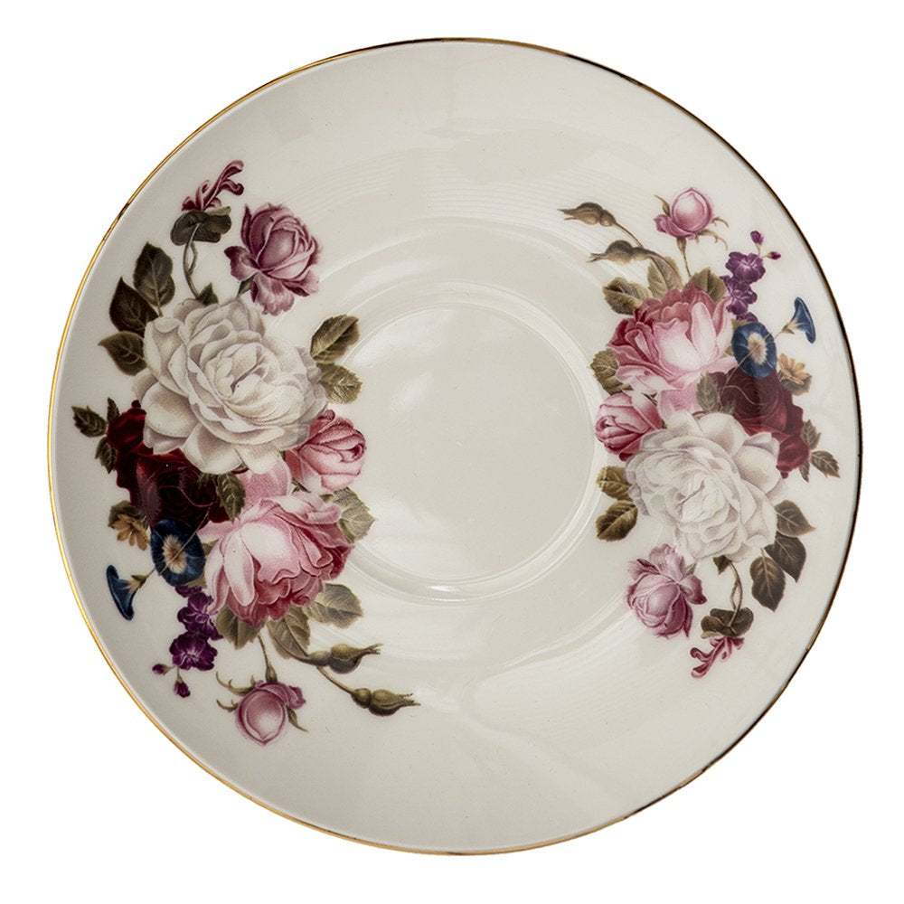Kop en Schotel 200 ml Wit Porselein Bloemen Servies