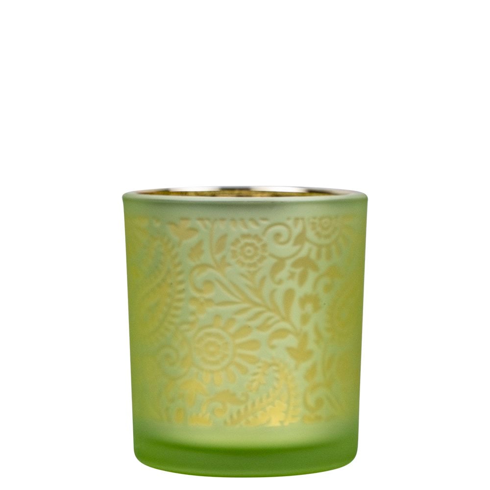 Theelichthouder paisley lime small 8cm*